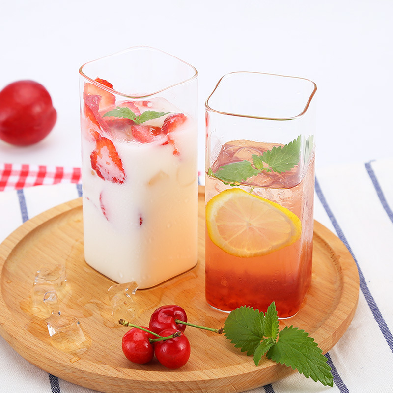 280ml 400ml Square Shape Straight Wall Glass