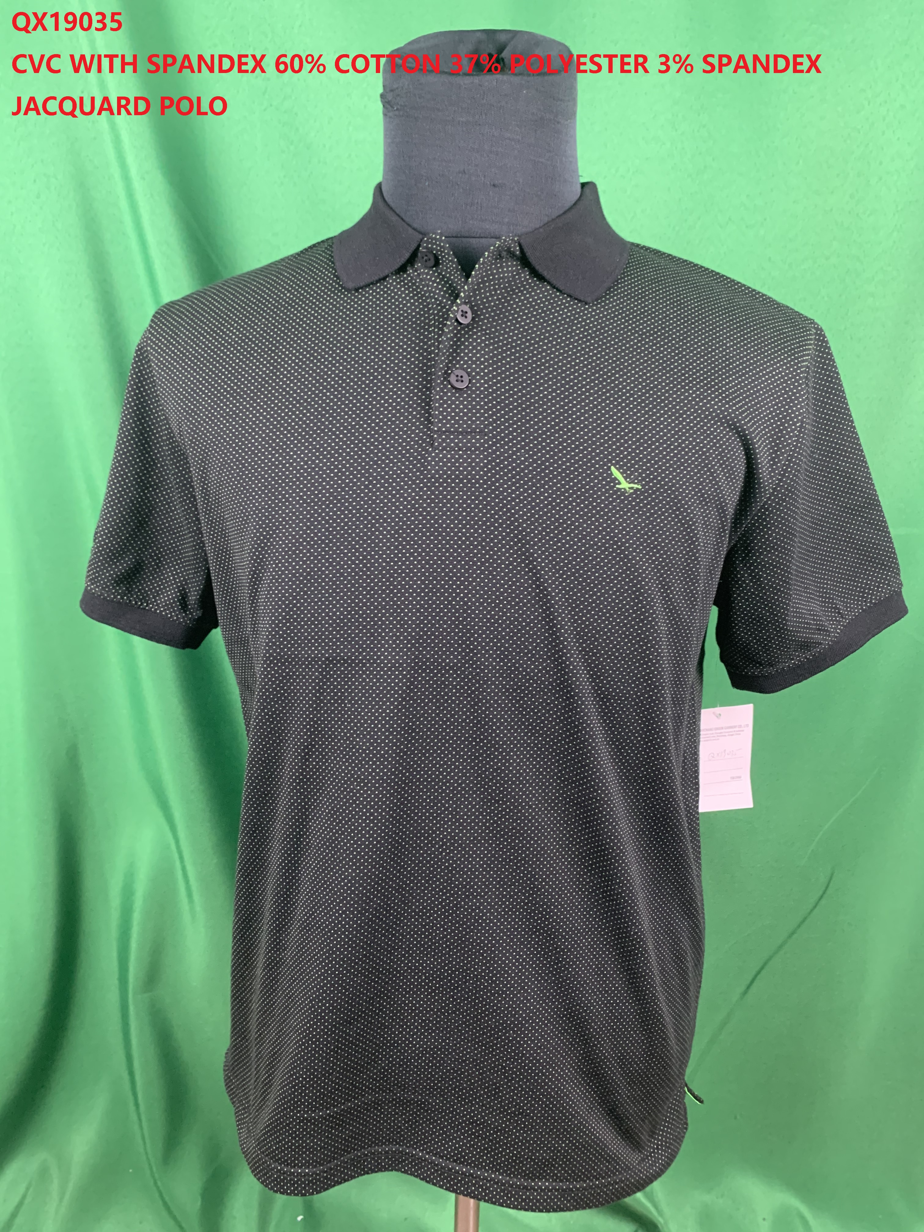 Qx19035 Cvc With Spandex Jacquard Polo