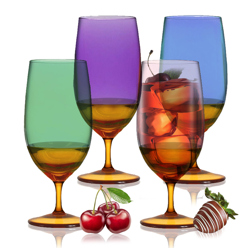Classic Ice Tea Glasses with colorful body and stem
