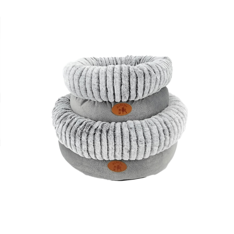 2020 new grey Plush warm dog and cat round bed