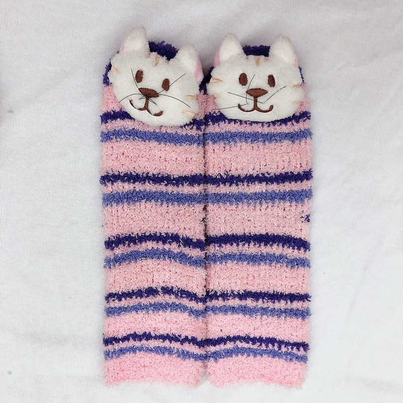Girls chenill socks with 3D animal head