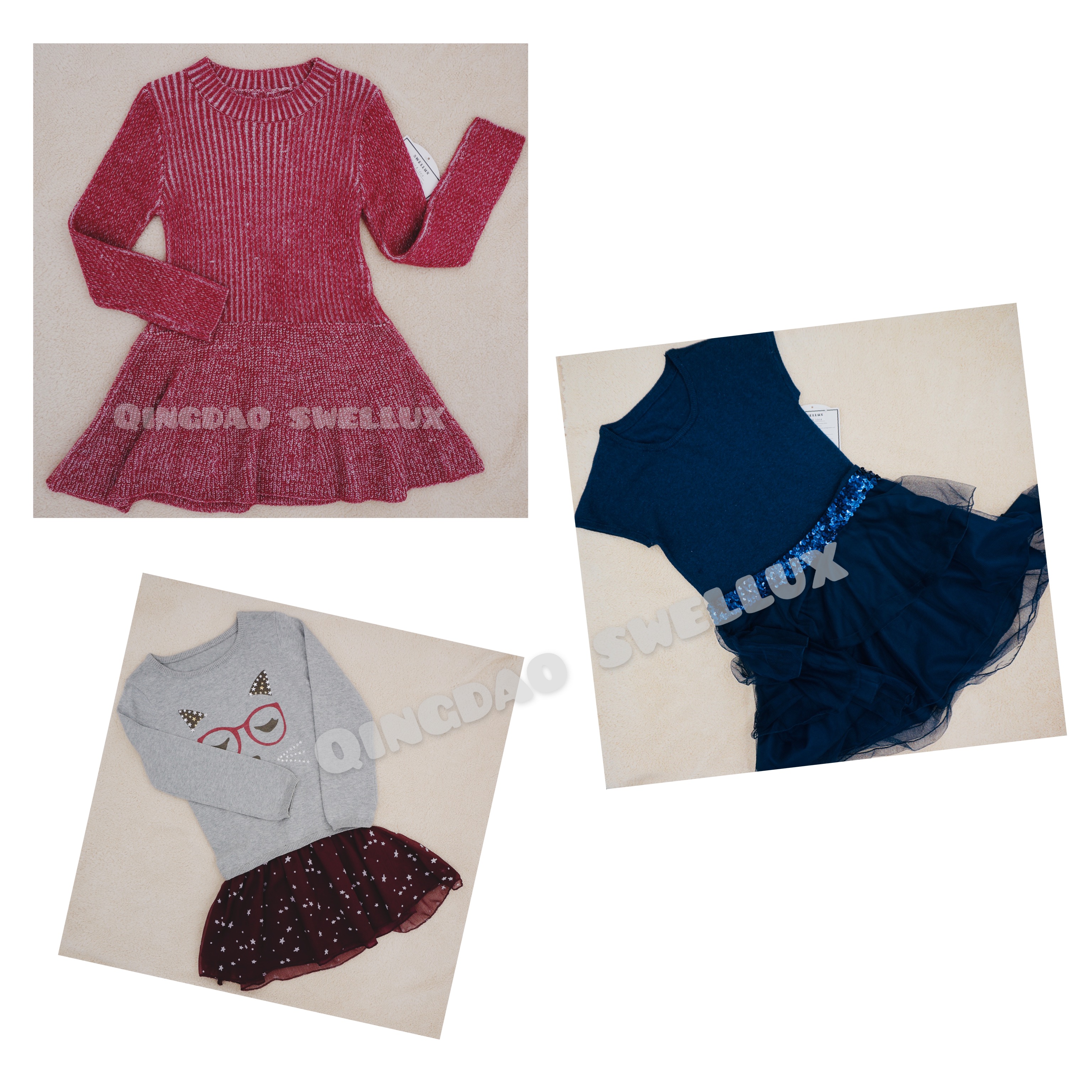 12gg Girl Sweater Dress With Woven Fabric