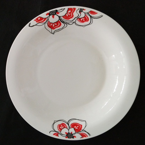 9.25"wholesale flower design porcelain plate ceramic soup plate ceramic deep plate