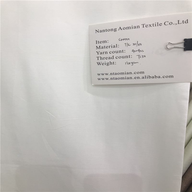 Polycotton 50/50 sateen fabric 40s*40s 250TC
