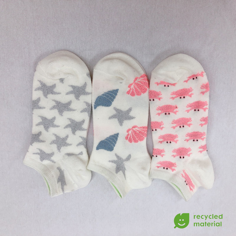 womens jacquard socks with cotton+recycel polyester from GRS