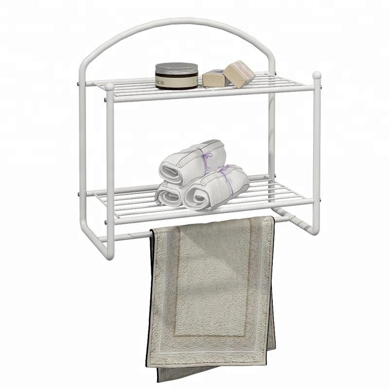Bathroom Wall Mounted Metal Bath Towel Rack Storage Rack