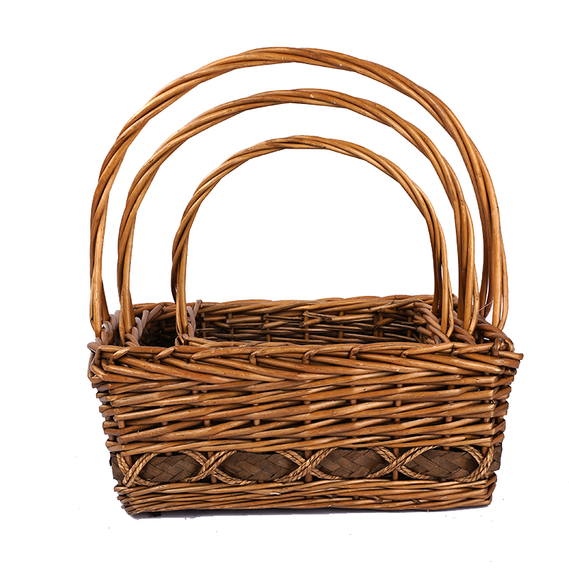 Customize recycle wholesale reusable shandong qingdao linyi linshu Wholesale Willow Gift Packing Handmade Woven Fruit Storage Christmas Natural Wicker Basket
