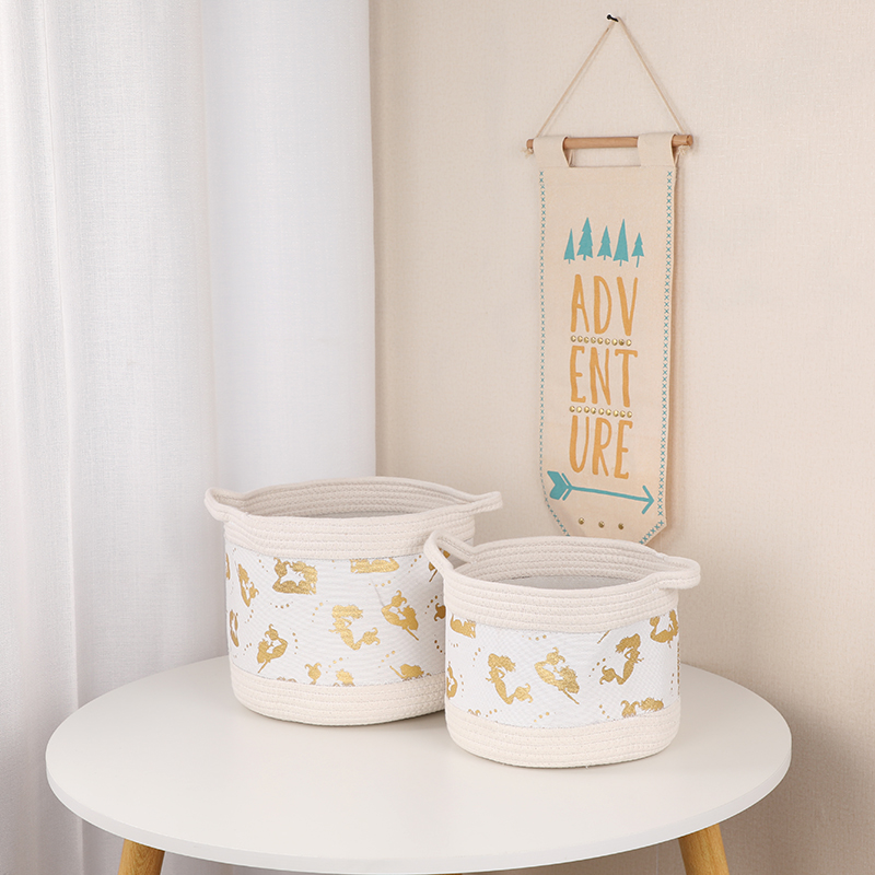 Cotton rope round basket