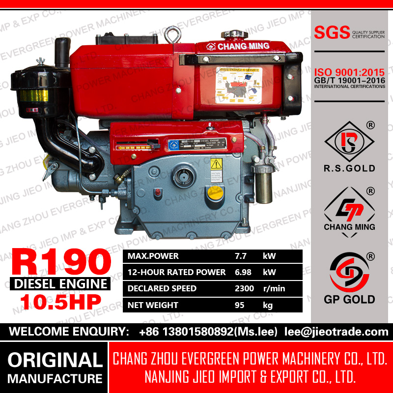 Air Cooled Diesel Engine R190a 10hp-11hp Agriculture Machine Water Pump Manufacturer