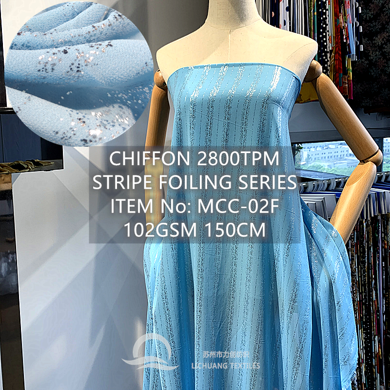 Chiffon Ggt Stripe Foiling Women's Garment Skirt Fabric