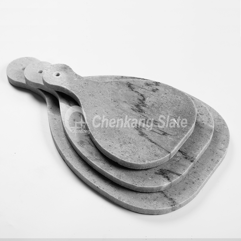 Grey marble serving board paddle shape