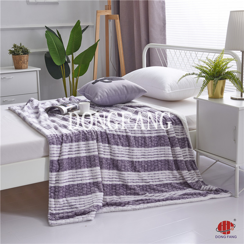 two ply printed jacquard blanket with Sherpa