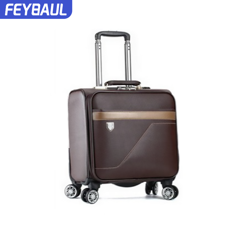 Hot selling trolley luggage 16 inch PU Leather luggage business travel Cabin suitcase luggage