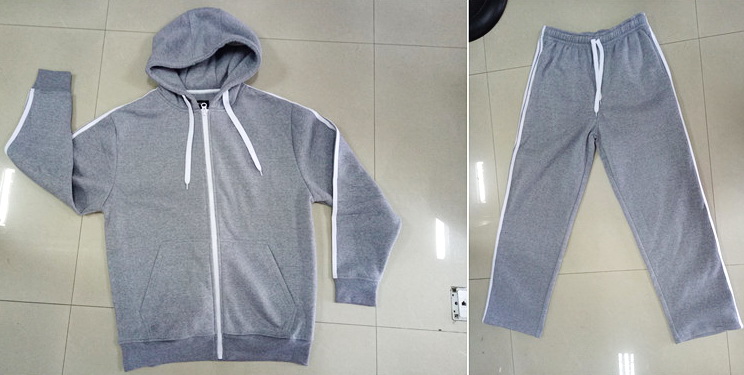 Sport Set Men's Stripe Fleece Hoodie & Pant Set Fleece Hoodies Hoody Tops Zipped Jacket Zipper Jacket Fleece Pants Track Pants Men