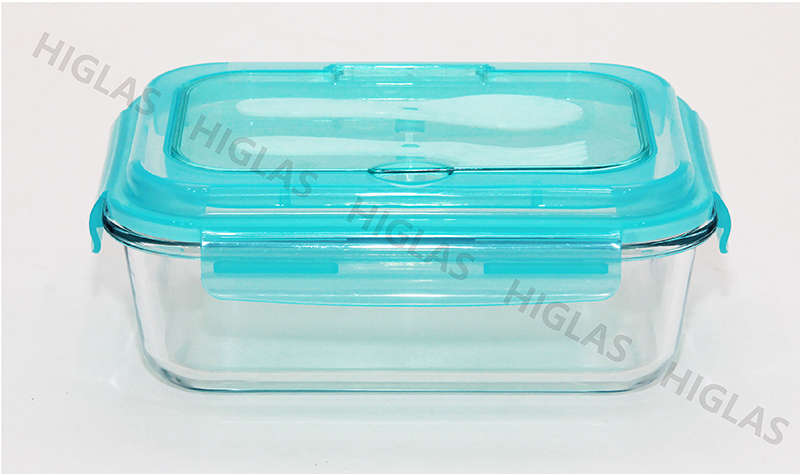 1.8l Rect. Borosilicate Glass Food Container With Pp Lid With Fork&spoon