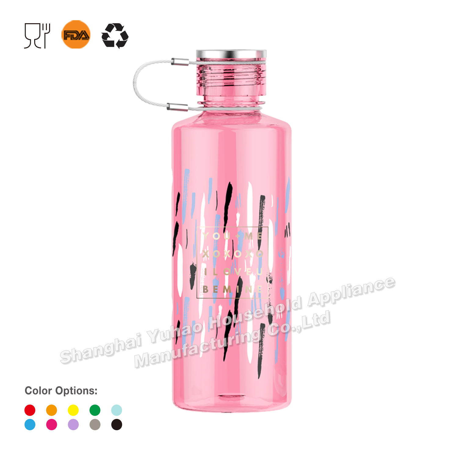 850ml Tritan Water Bottle with Stainless Steel Strap
