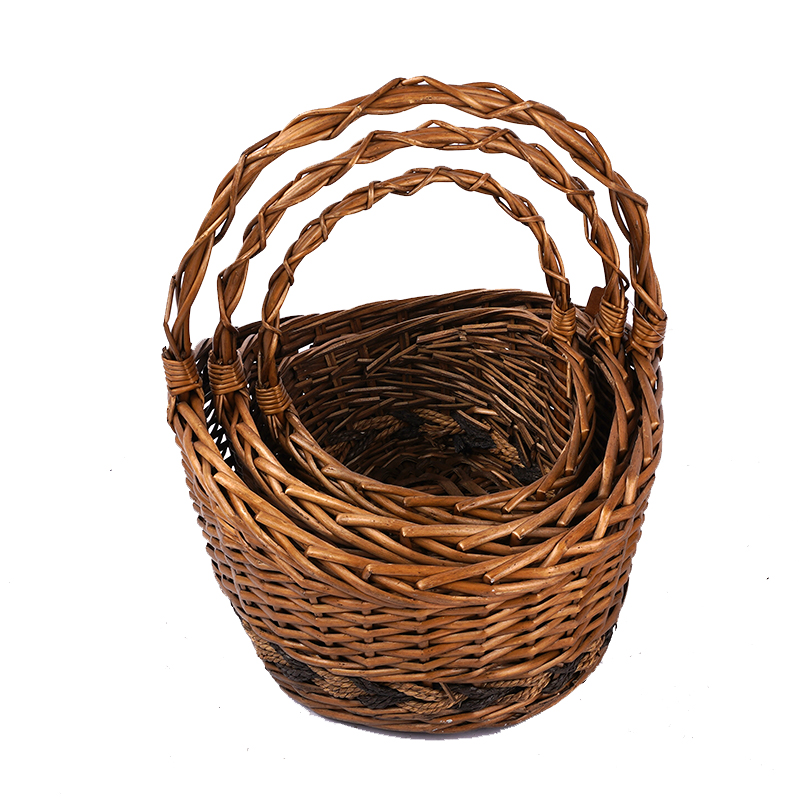 Customize Wholesale Willow Gift Packing Handmade Woven Fruit Storage Christmas Natural Wicker Basket