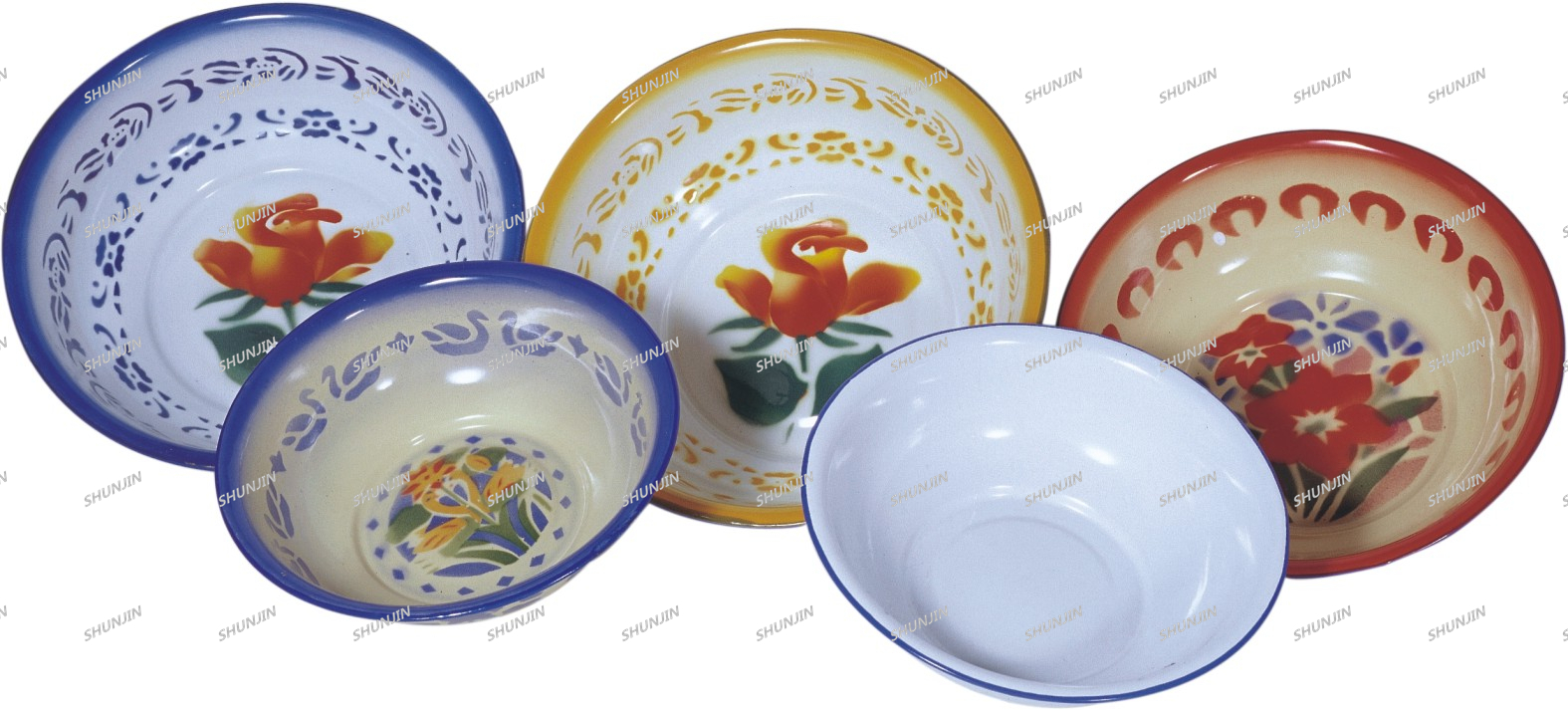 enamel ridged basin deco & plain