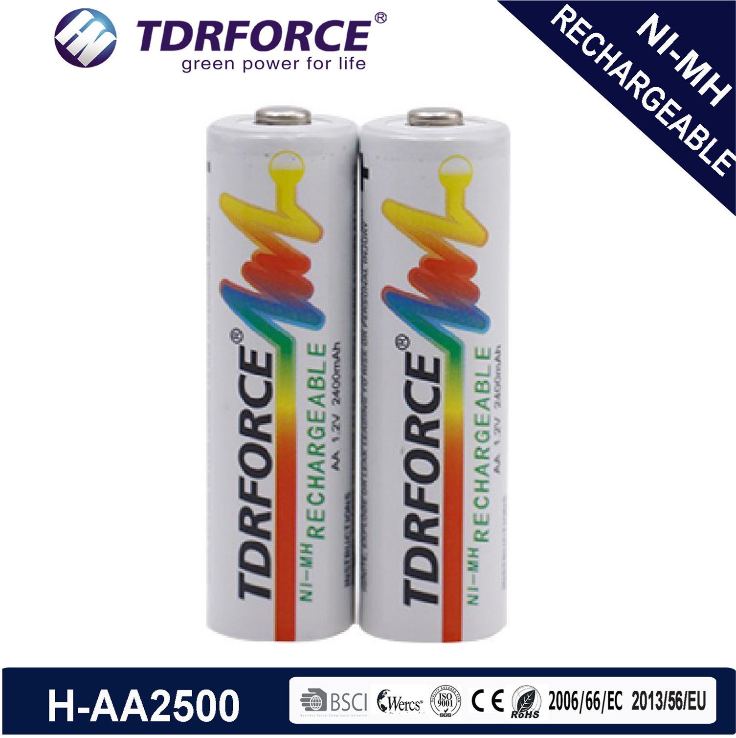 NiMH Rechargeable 1.2V Battery HR6 AA 2500mAh