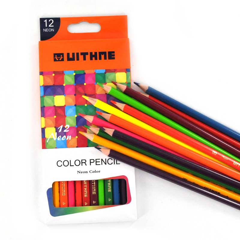 Neon Colored Pencils Set, 12 Bright Color