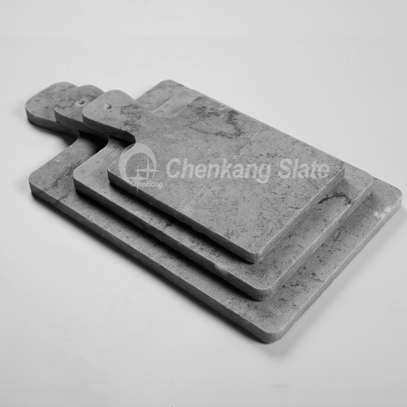 Grey marble serving board paddle shape