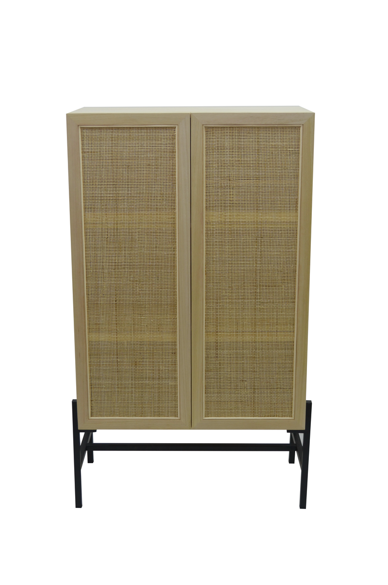 rattan decorative cabinet with ironwork foot