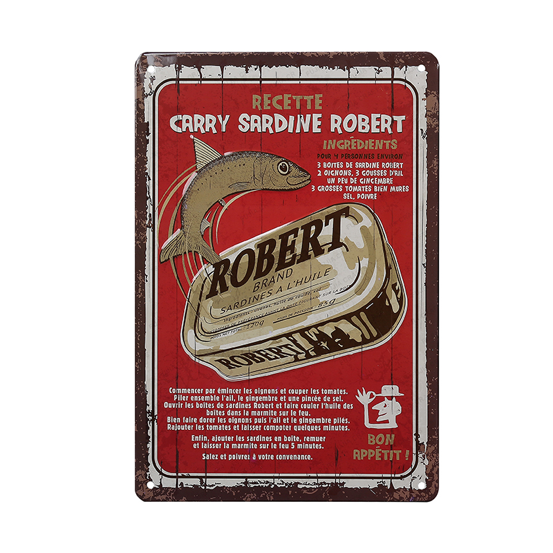 Decorate Custom embossed vintage folded edge metal tin sign