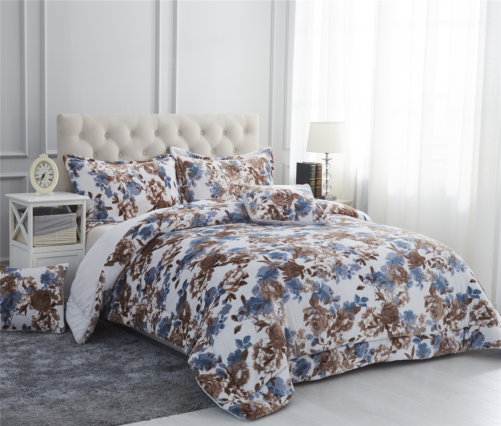 100% polyester printed flannel comforter 3pcs set