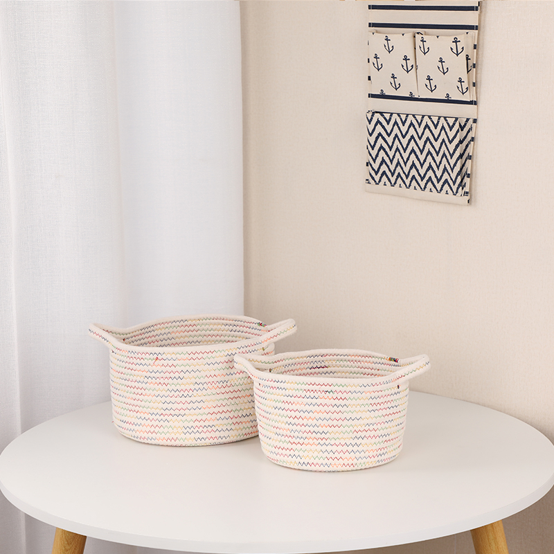 Cotton rope round basket