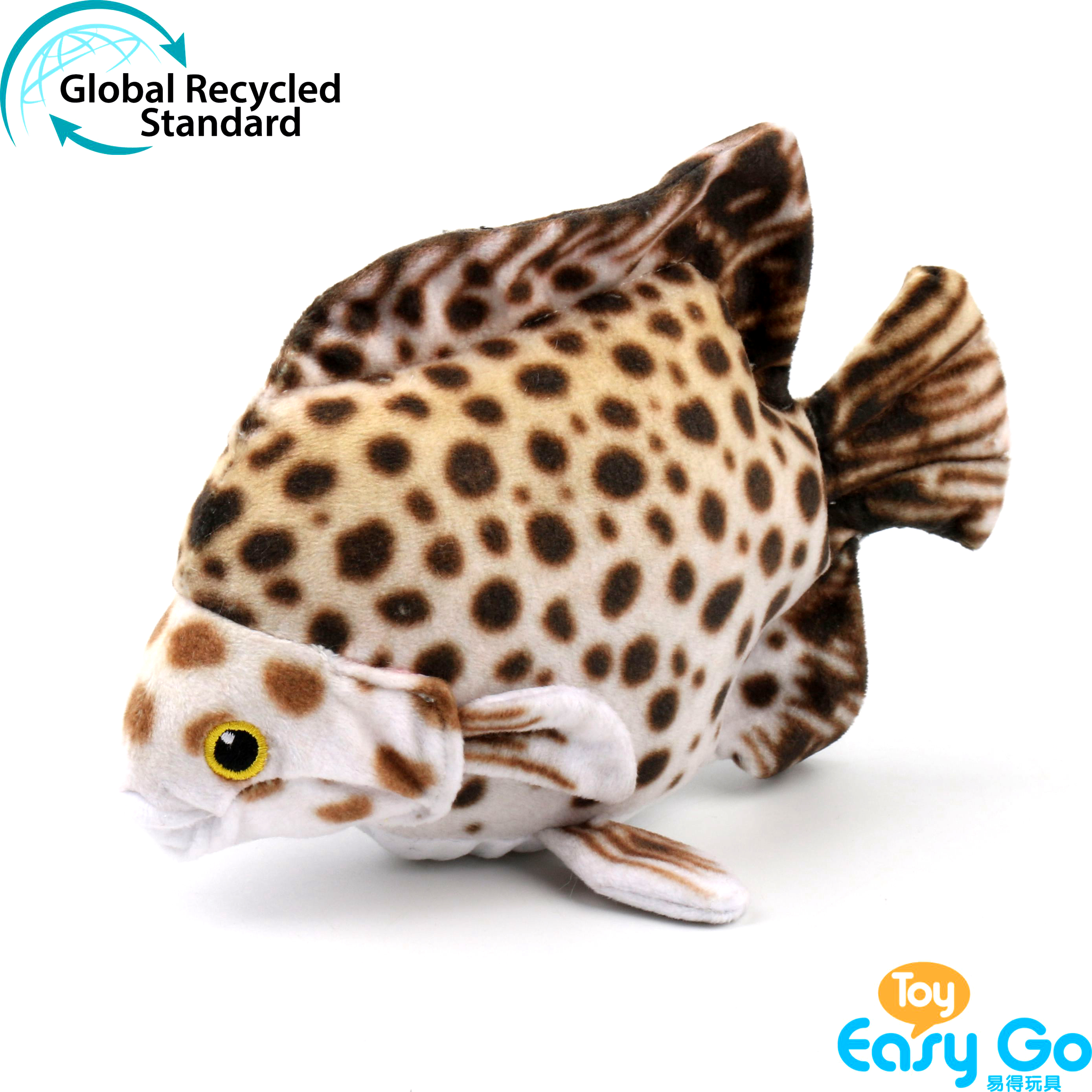 ECO-friendly 100% recycled sustainable plush soft stuffed sea animal spotted scat fish toy