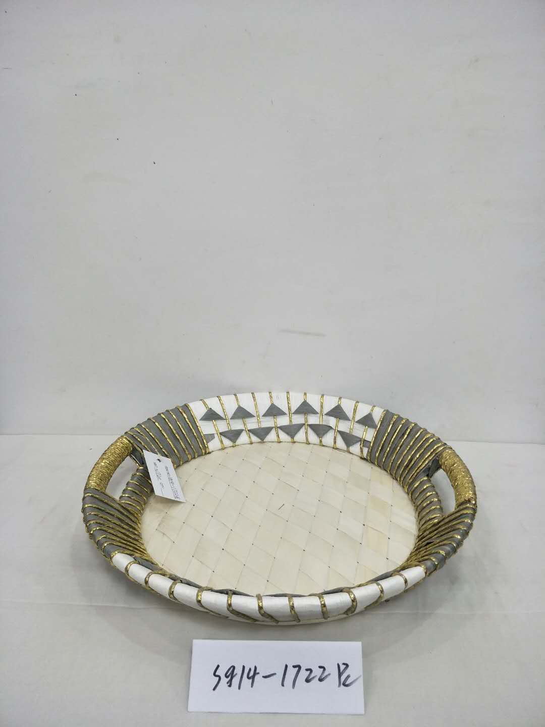 Kingwillow Customizable round shape cheap hand woven wicker basket woodchip woven basket plastic Christmas gift storage basket fruit basket tray storage