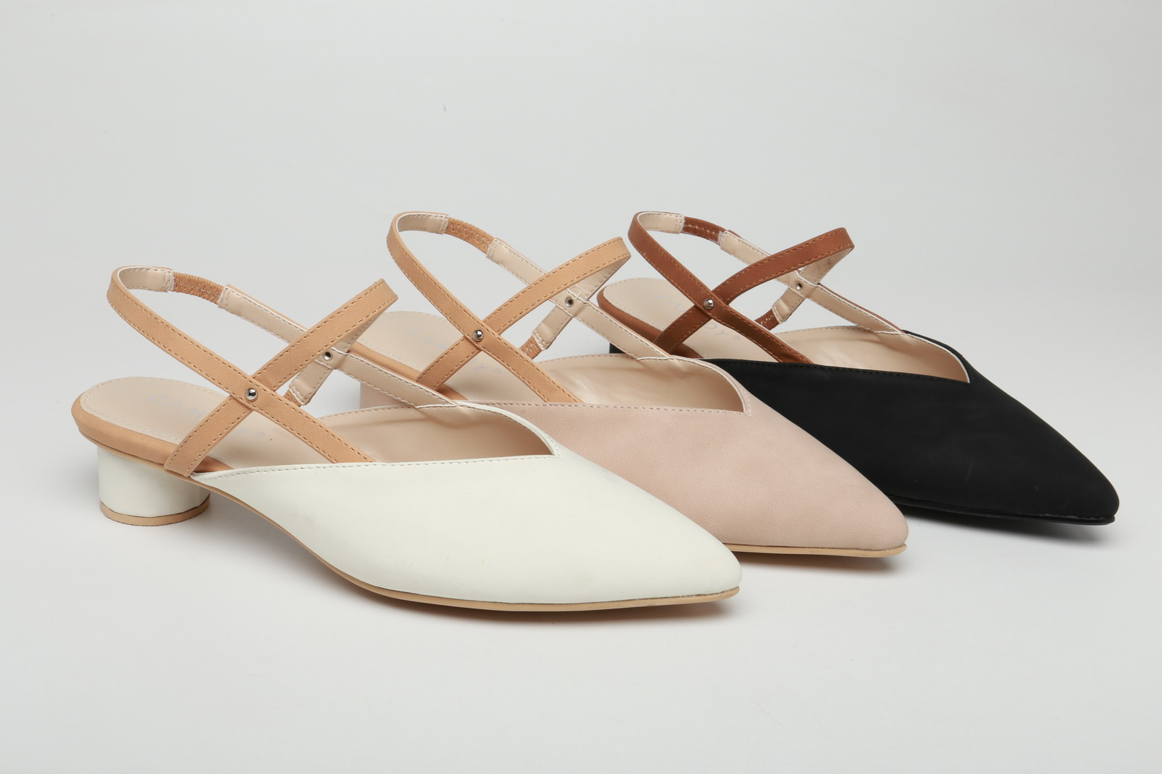 CAMIDYSS2021 Women's sandals pointed toes block heel fashion PU shoes
