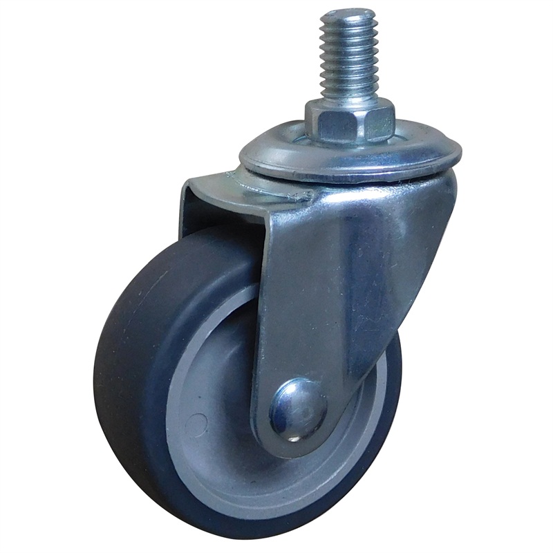 2 inch Grey TPR swivel caster with threaded stem