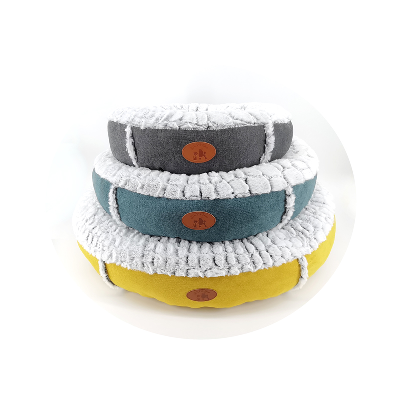 2020 new home Plush warm muitcolor pet dog cat round bed
