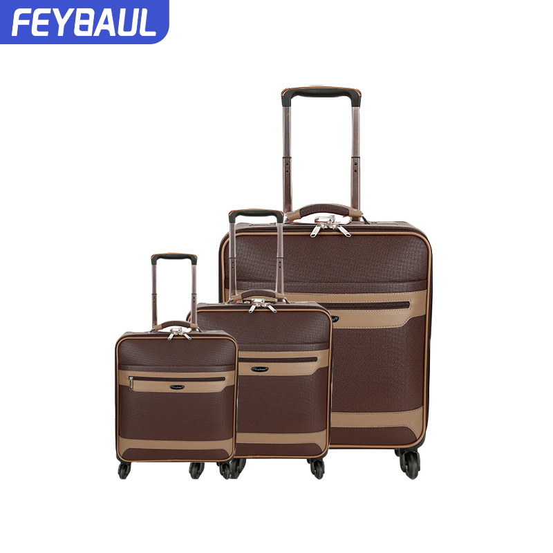 Factory Wholesale Cabin travel luggage PU Leather luggage suitcase trolley luggage bag