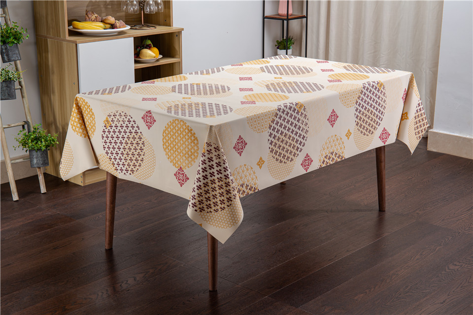 printed pvc tablecloth plastic table cover with fabric backing
