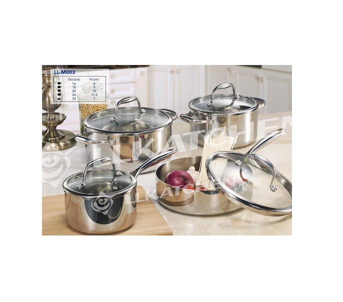 tri-ply s/s 8pcs cookware set
