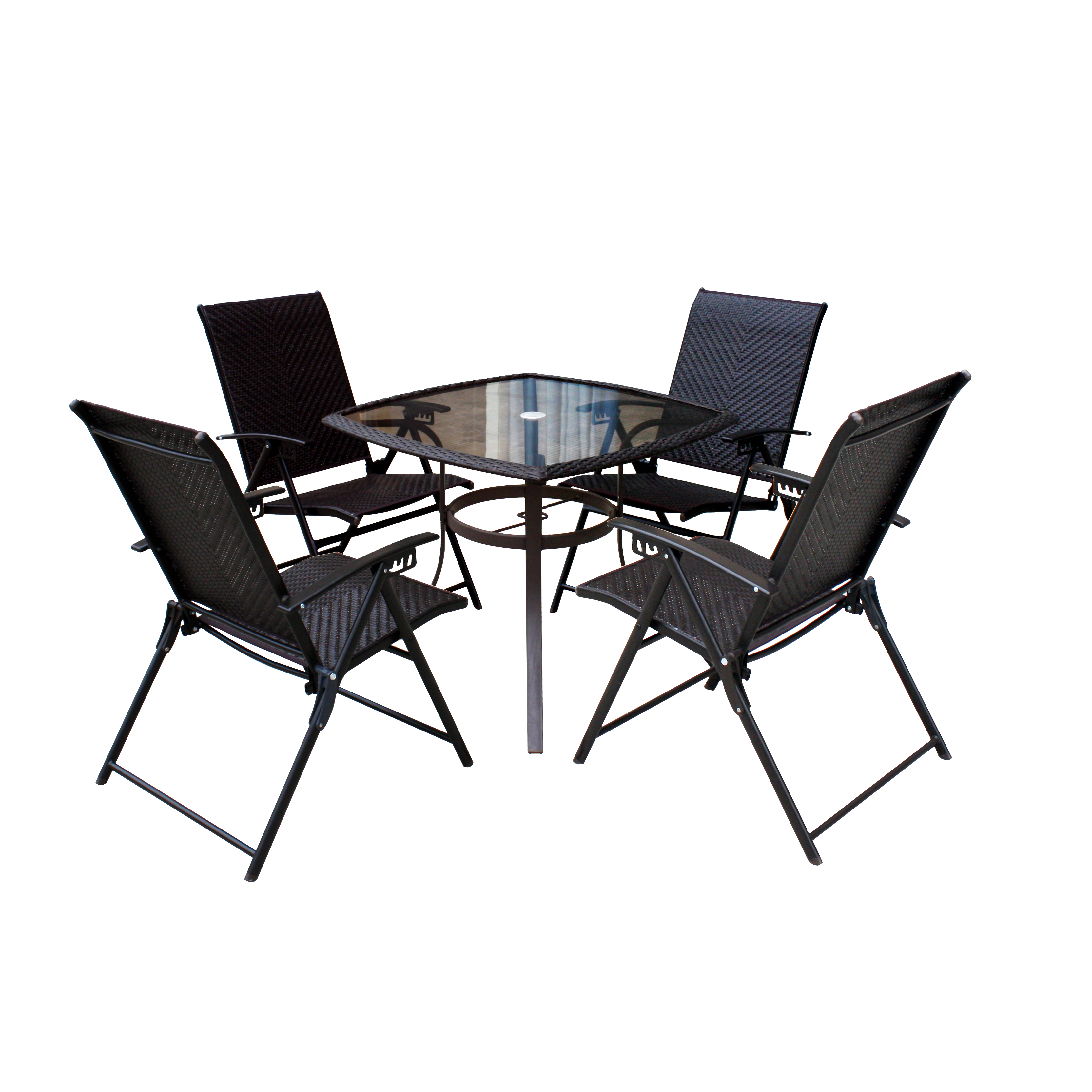 5-pc steel wicker folding patio set
