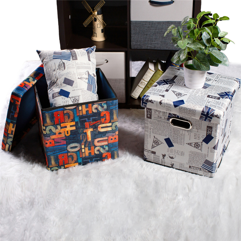 Oxford Printed Collapsible Storage Ottoman