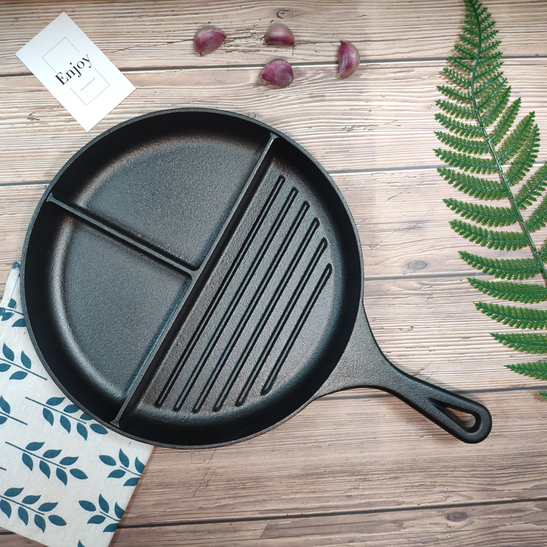 Cast iron fry grill pan