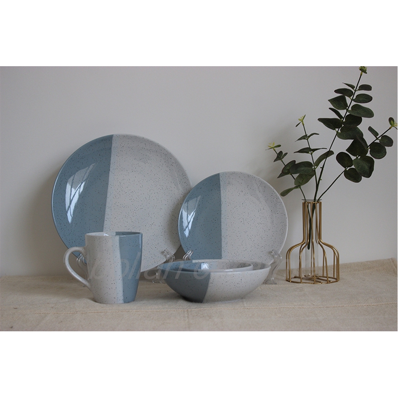 Speckles with overlapping glaze dinnerware