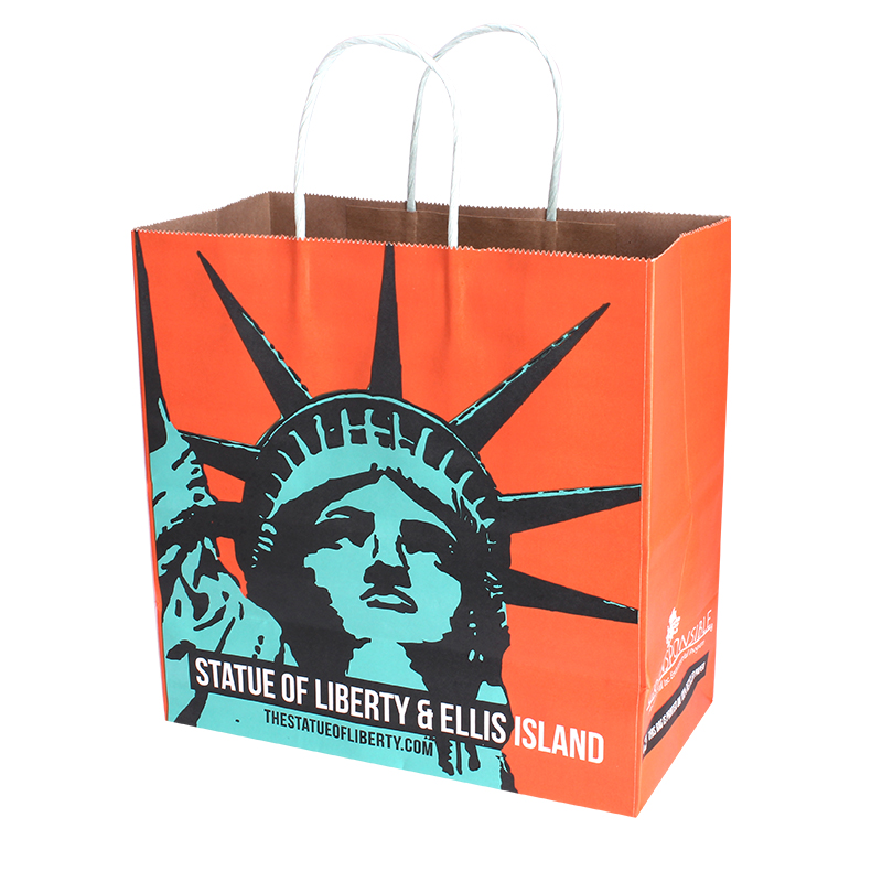 Serrated top twist handle paper shopping bag