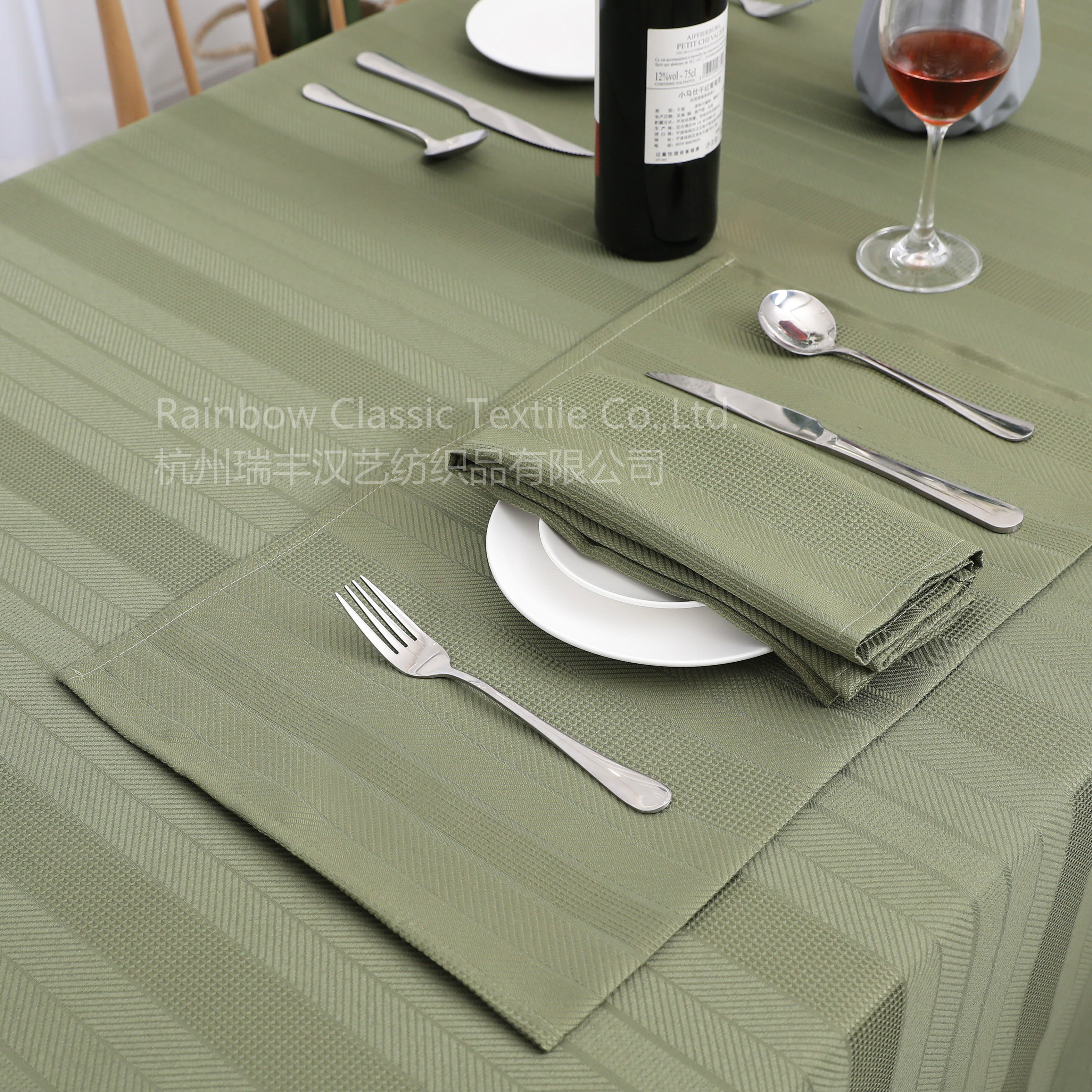100% polyester jacqurd solid tablecloth