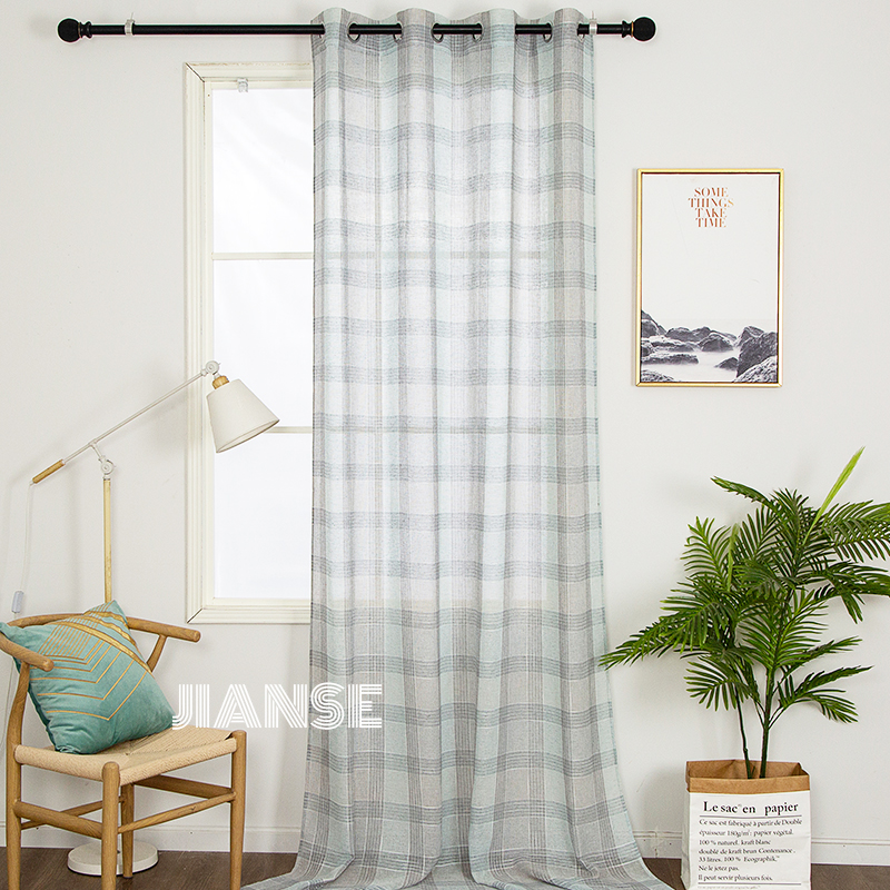 CURTAIN G2853 Dyed curtain fabric linen sheer for engineering curtain grommet window indoor curtain