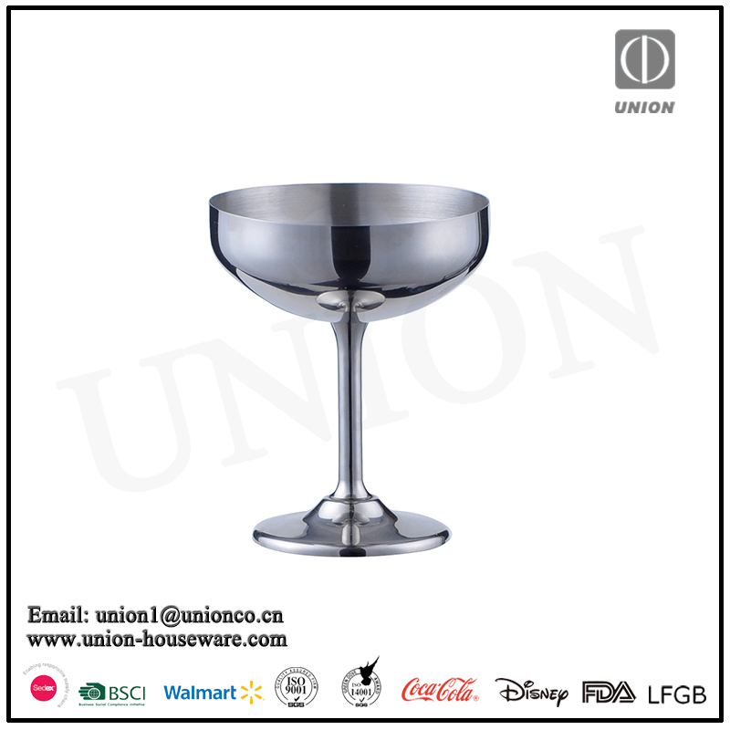 Factory direct sale 304 stainless steel wine glass 304 champagne coupe Martini cup Cocktail mug Champange glass