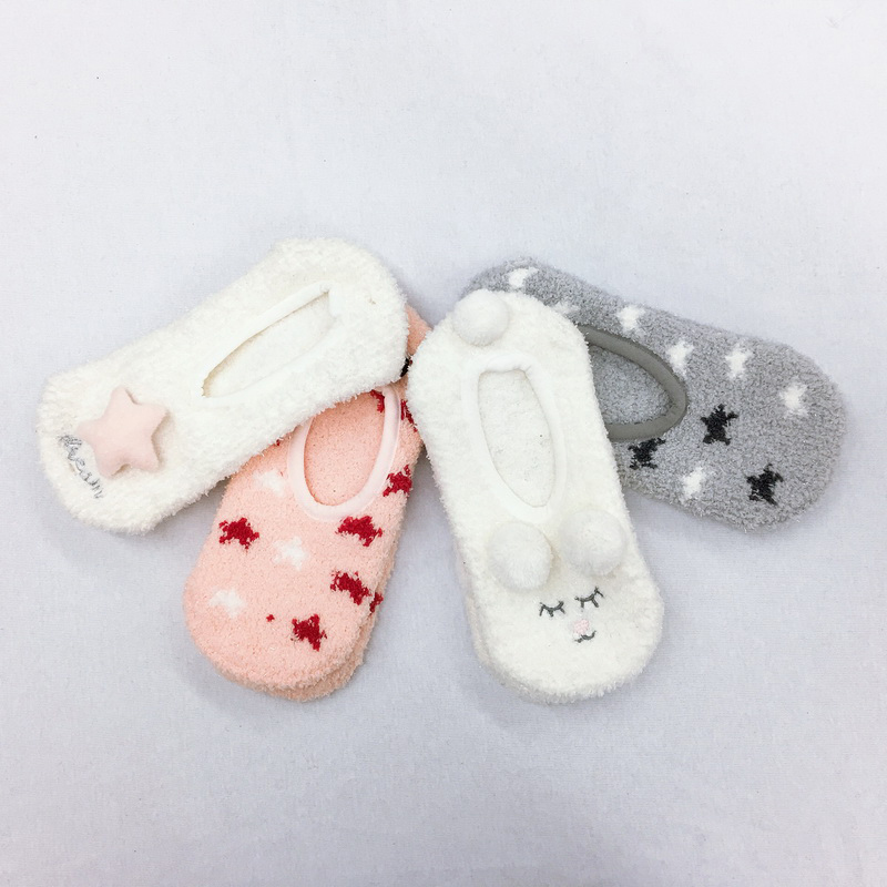 Womens chenill socks with 3D animal head