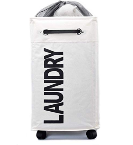 Rolling Laundry Basket with Wheels - Foldable Clothes