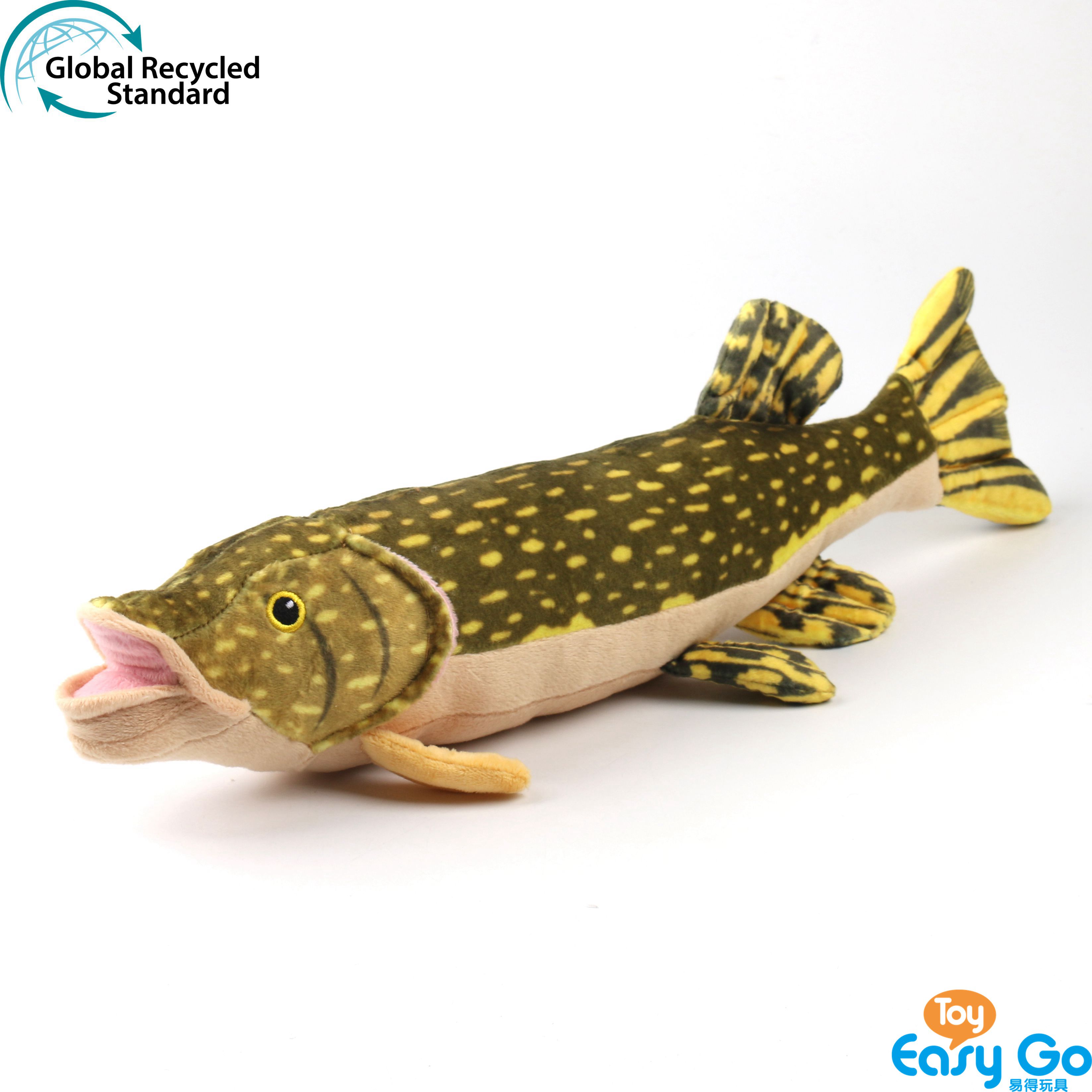 ECO-friendly 100% recycled sustainable plush soft stuffed sea animal pike toy