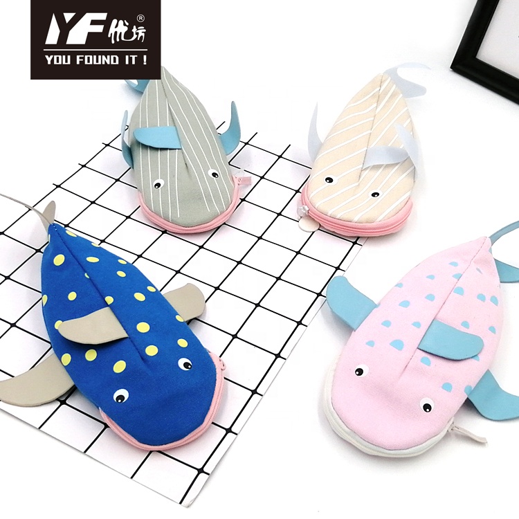 Custom unique fish shape cute canvas zipper pencil case