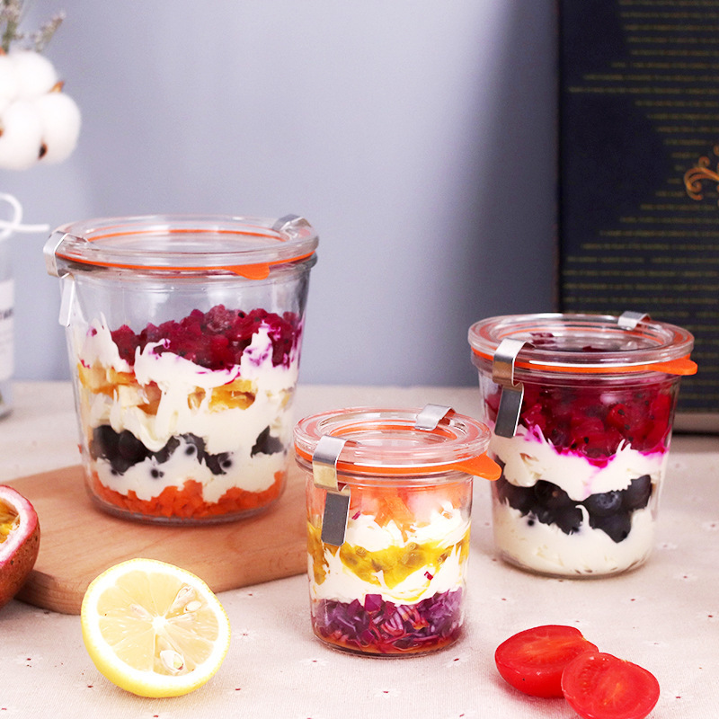 Good quality and price of clear glass sealed food storage bottle for sale glass jam jar